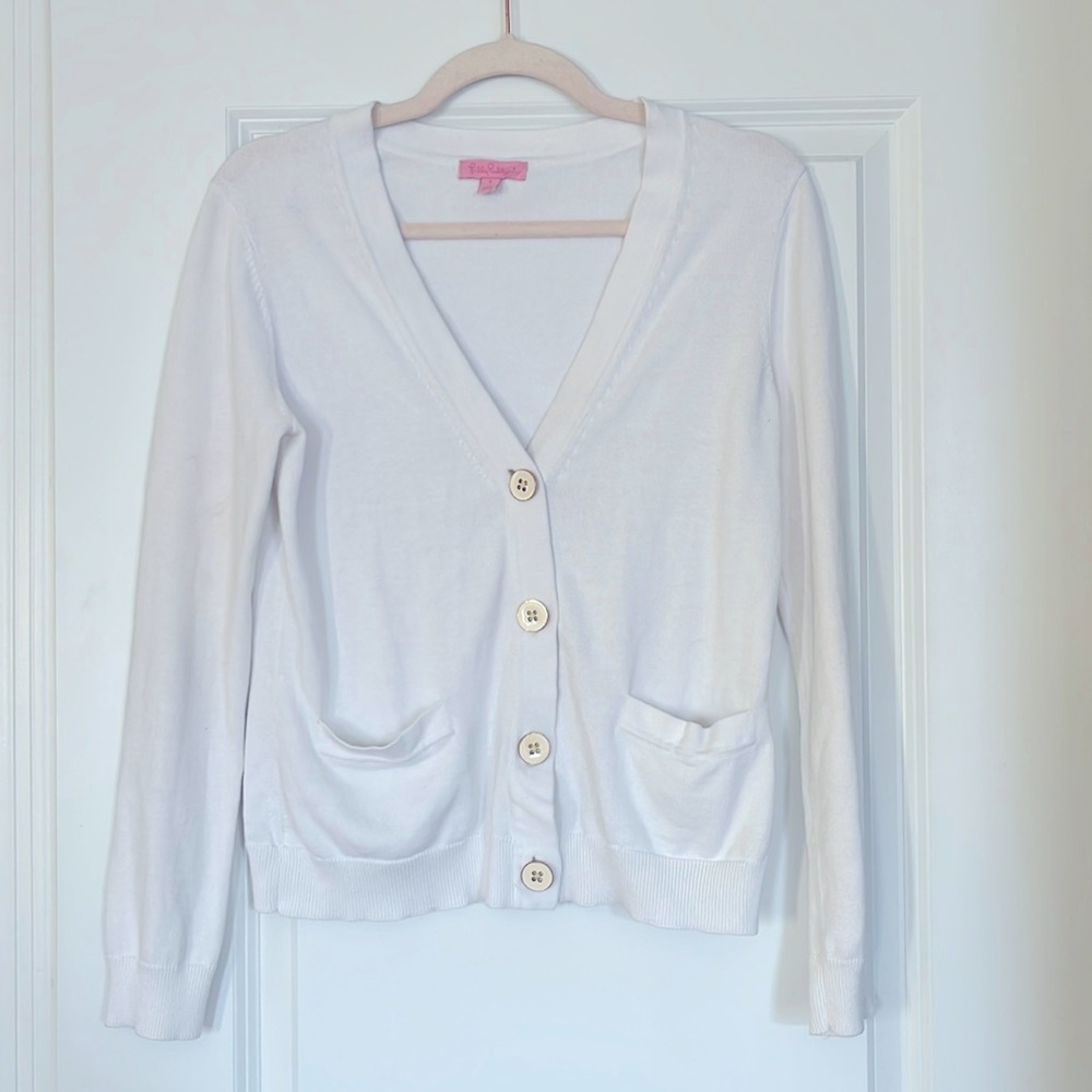 Lilly Pulitzer Women's White 100% Cotton Cardigan size  small